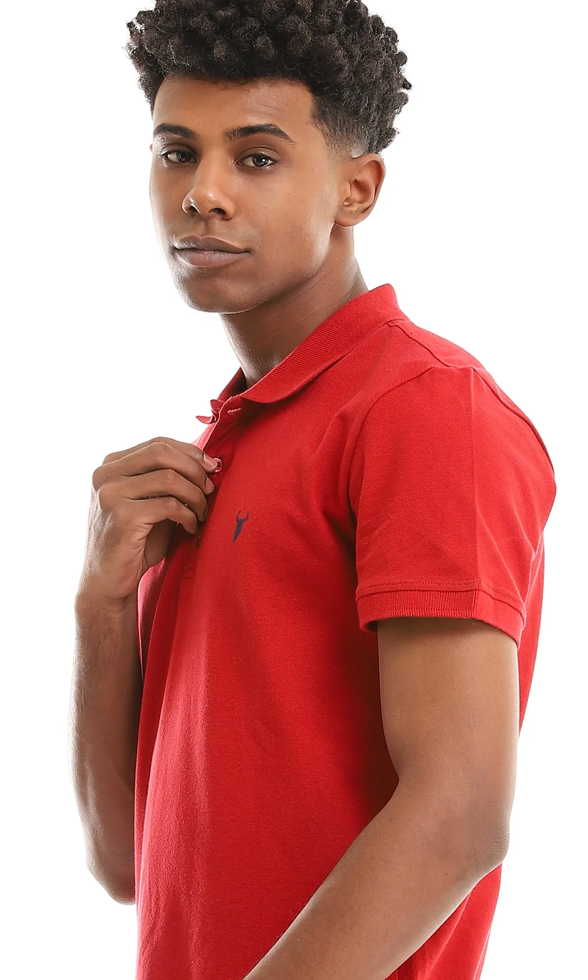 38134 Basic Maroon Buttoned Summer Polo Shirt