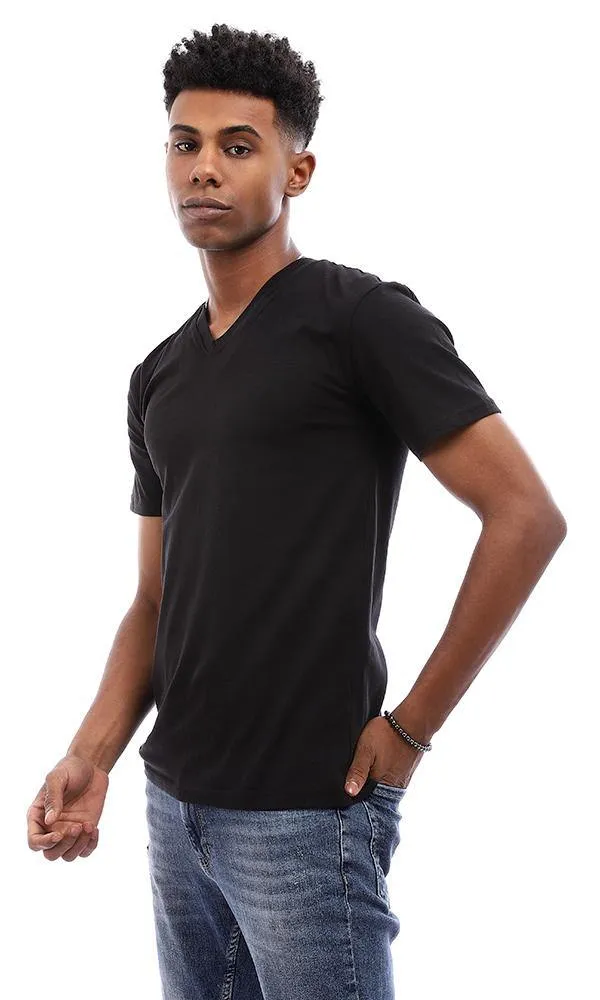 94726 V-Neck Basic Comfy T-Shirt - Black