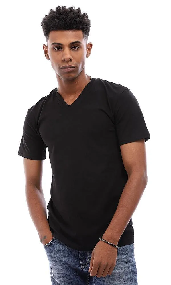 94726 V-Neck Basic Comfy T-Shirt - Black