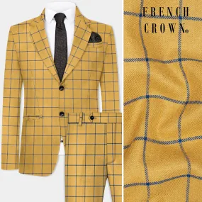 Anzac Yellow with Astronaut Blue Windowpane Tweed Suit