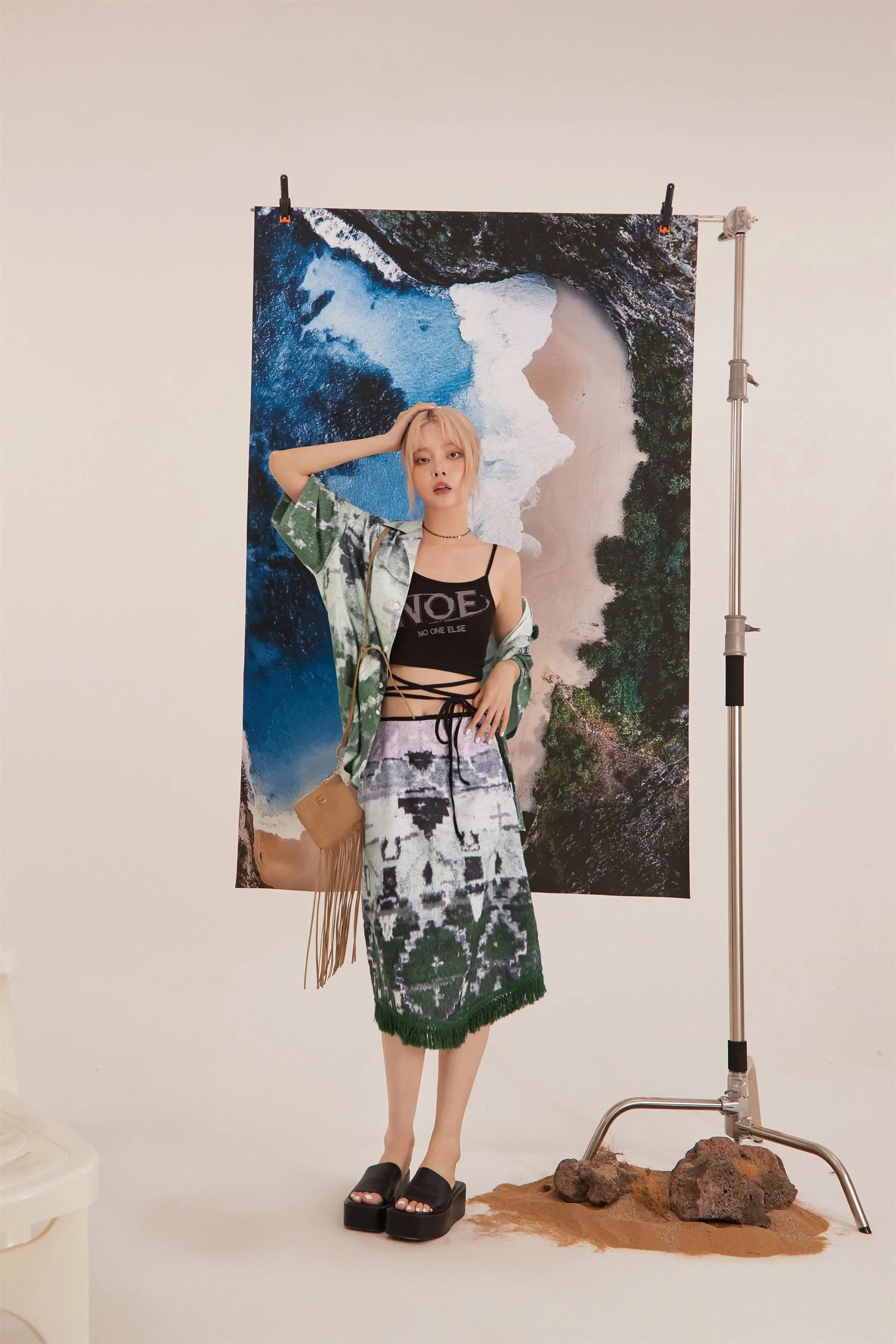 Blurry Print Long T-Shirt