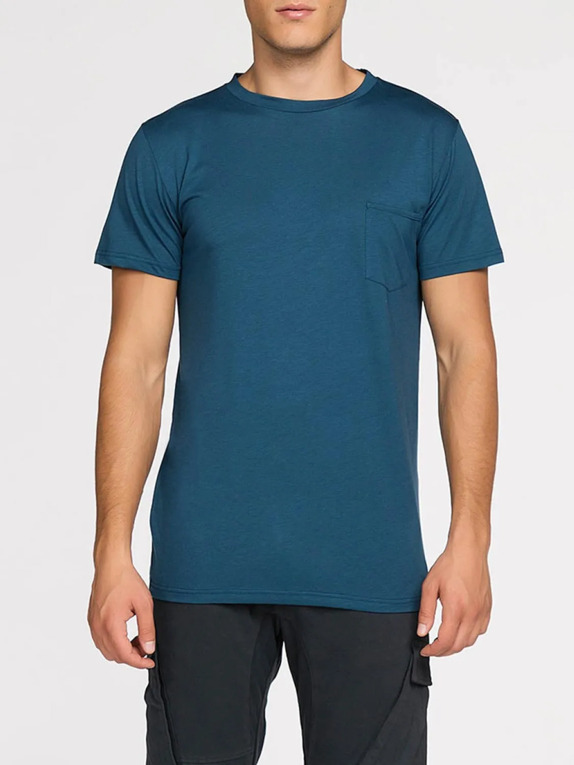 Crew Neck Modal-Blend Pocket T-shirt Blueberry