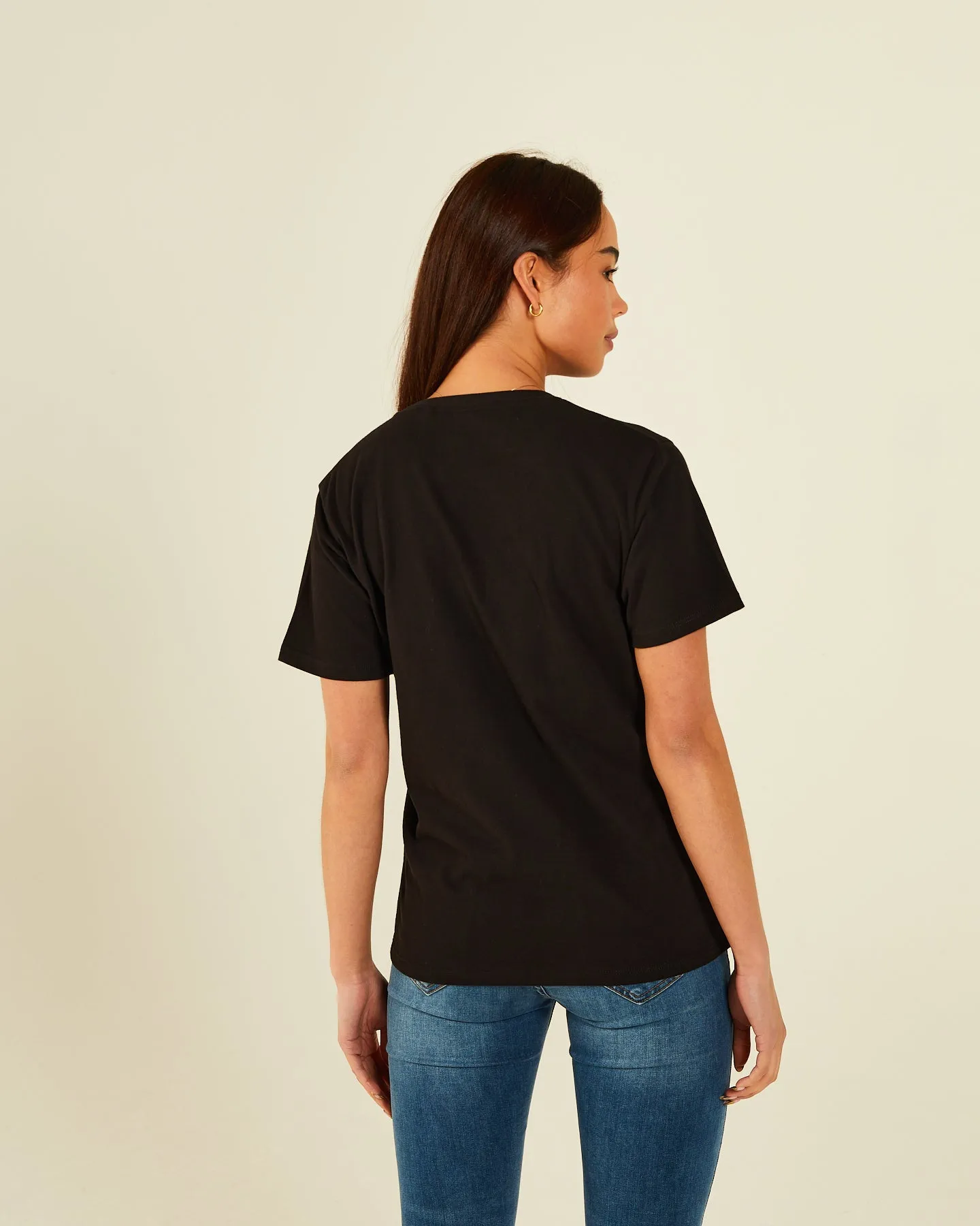 Elisa Basic V Neck Tee Black