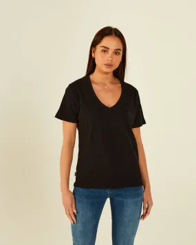 Elisa Basic V Neck Tee Black