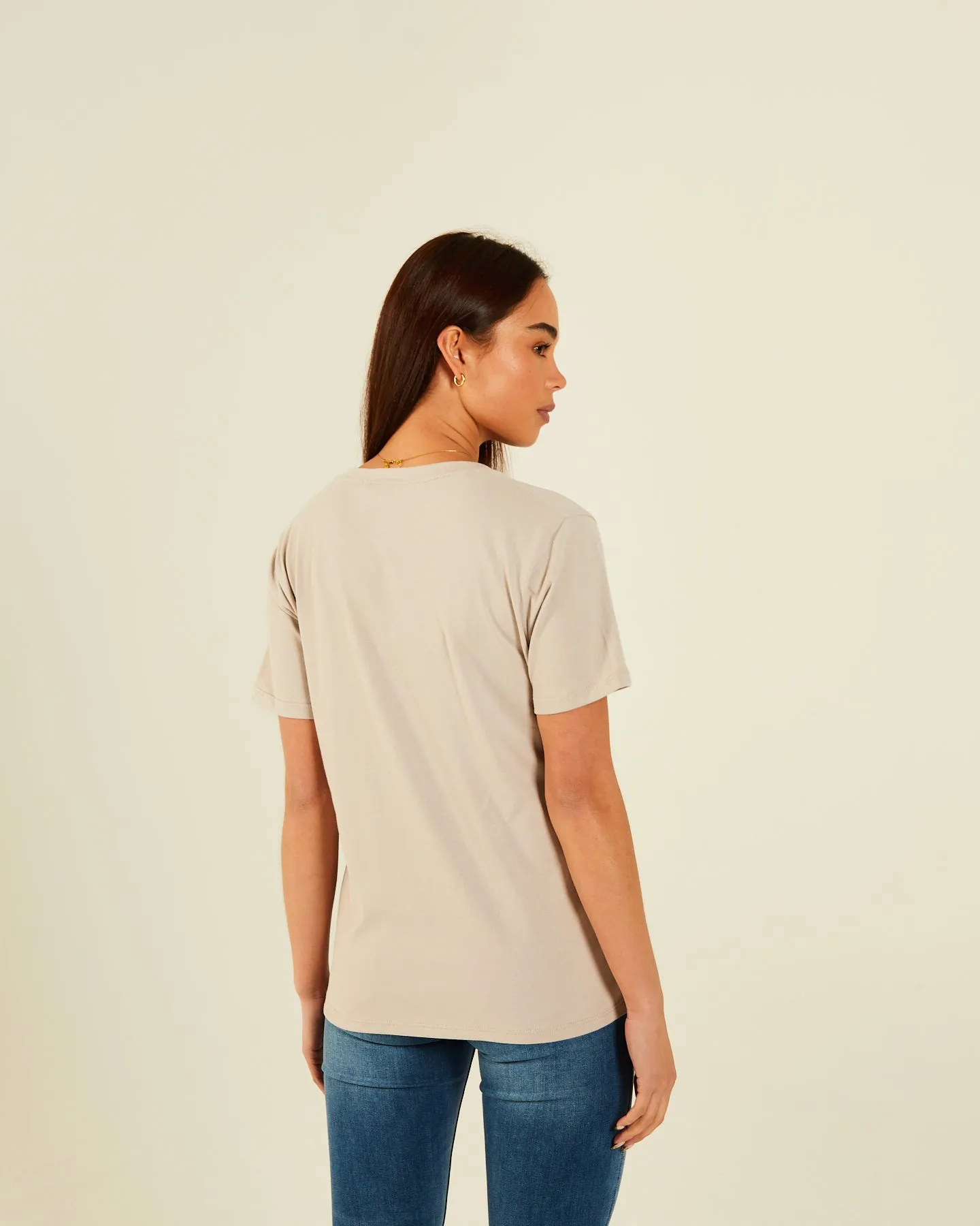 Elisa Basic V Neck Tee Warm Stone