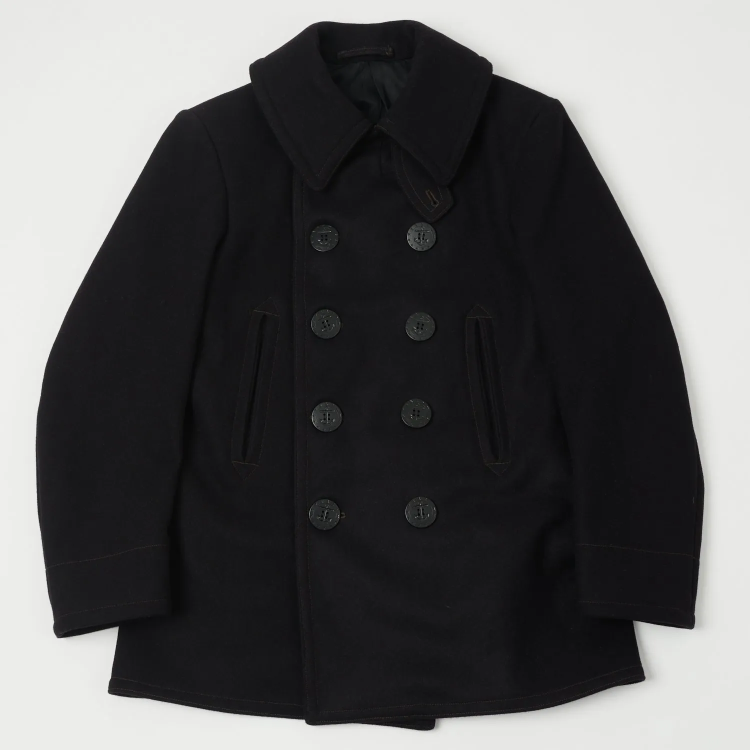Vintage-Inspired 1930s U.S. Navy Model Overcoat - Freewheelers 1931013, Navy Blue.