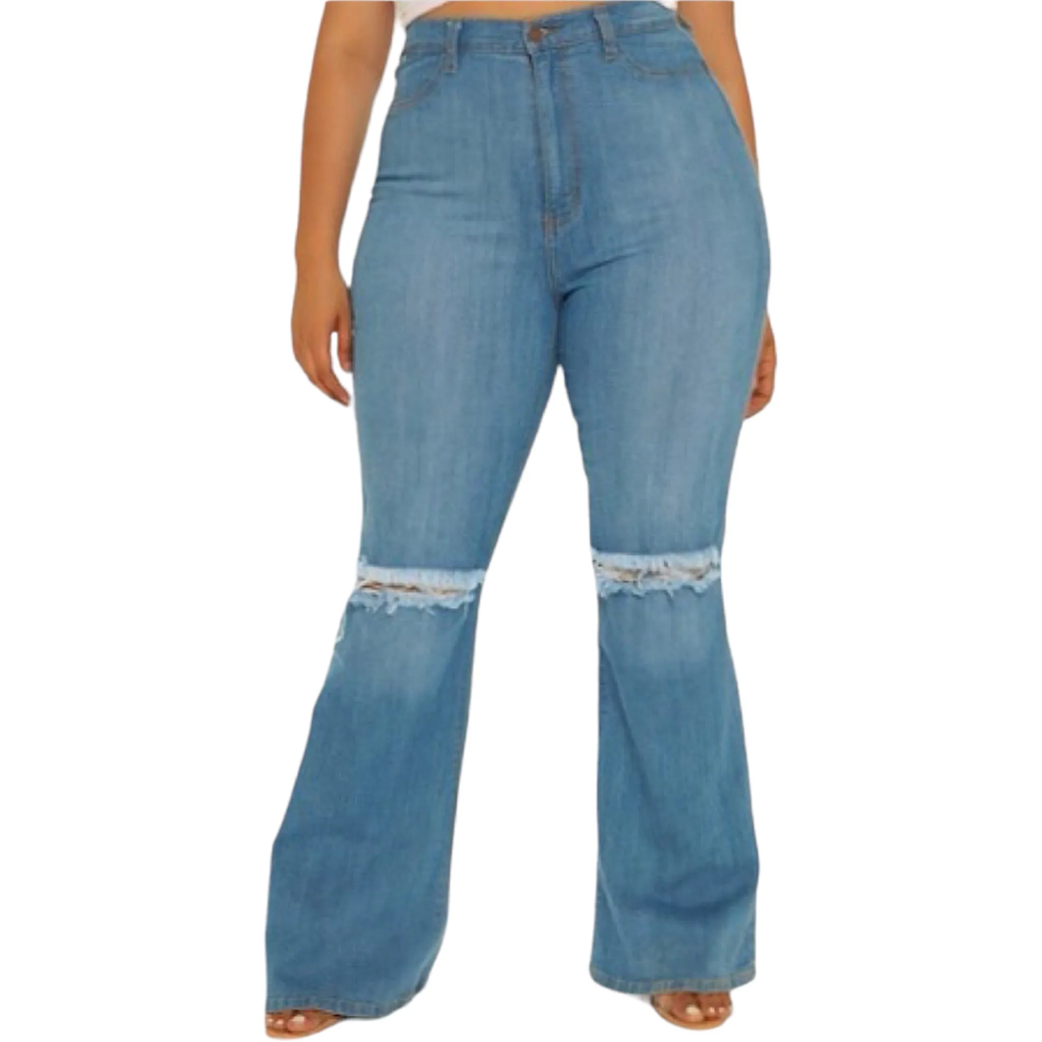 High Rise Plus Size Distressed Jeans