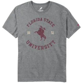 League Men's Florida State University/Unconquered Silhouette Tri-blend Short Sleeve T-shirt - Graphite Heather