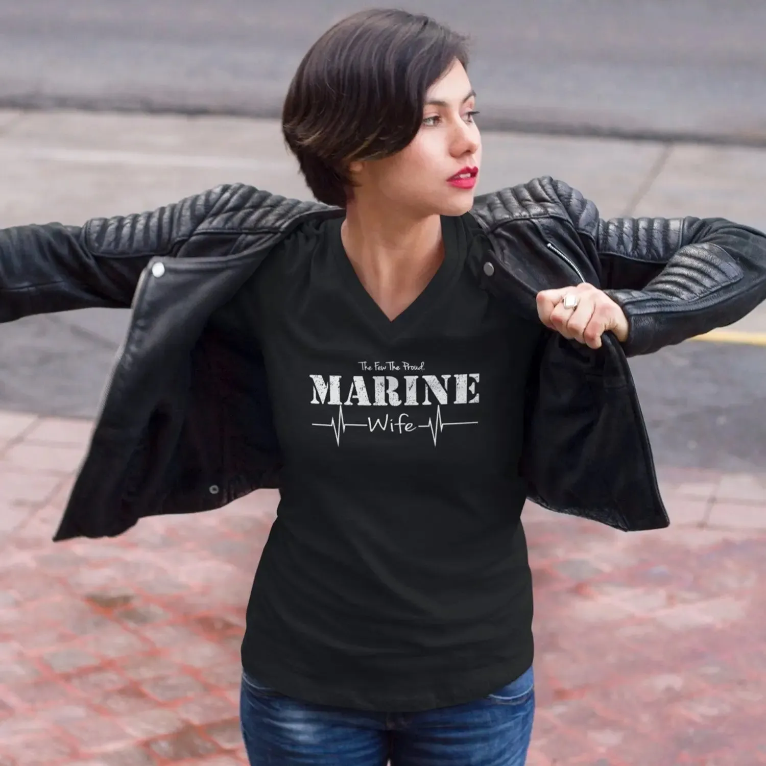 Marine Wife Women's V-Neck Tee