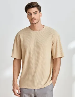 MEN LOOSE SOLID ROUND NECK TEE