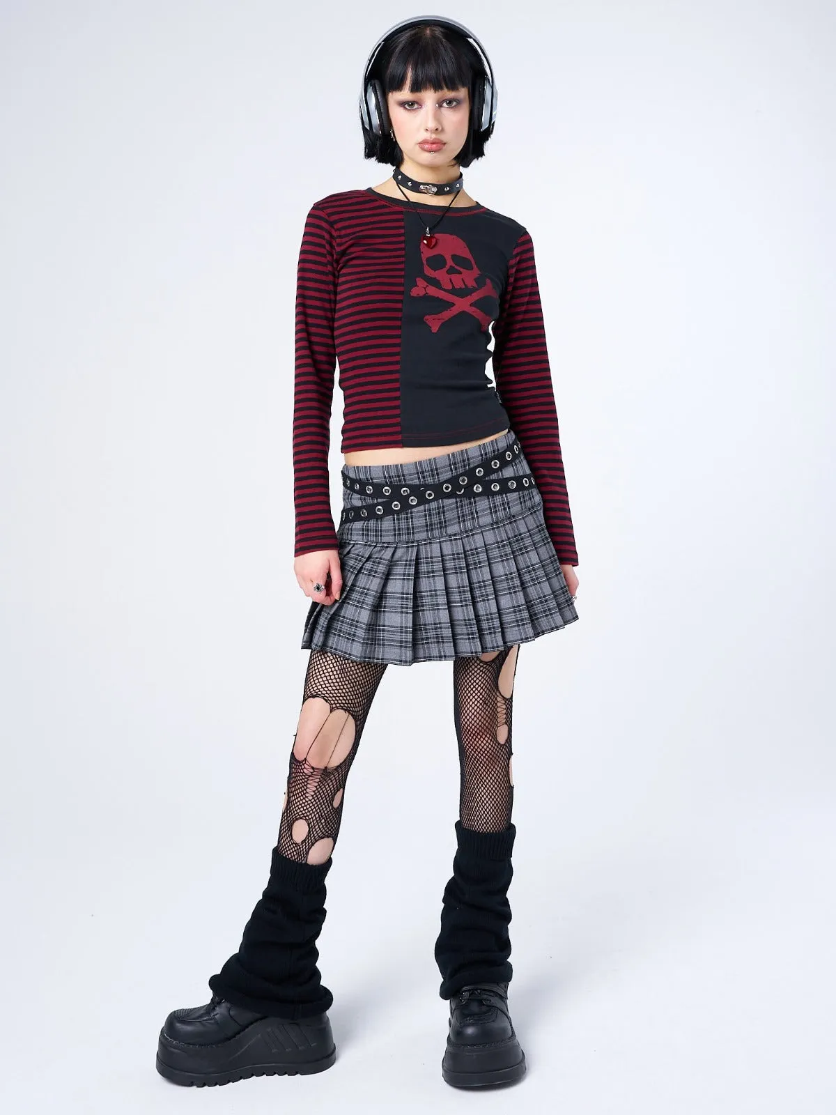 Meryl Grey & Black Tartan Mini Skirt