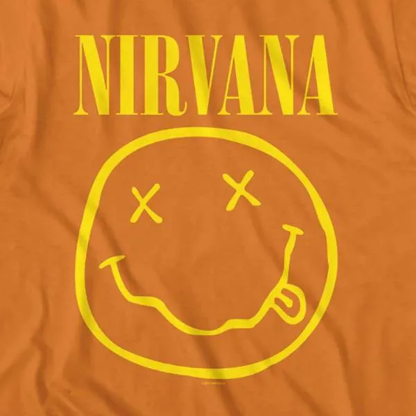 Nirvana Adult T-Shirt - Yellow Smiley Face - Orange