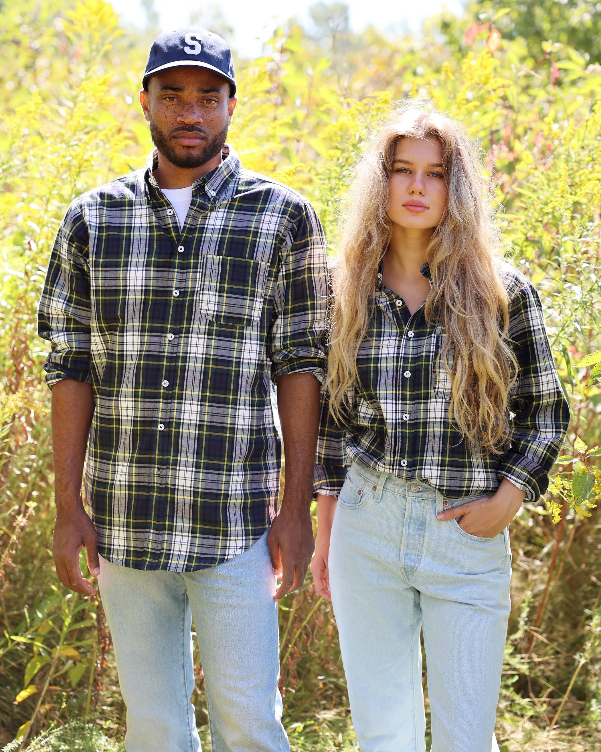 Plaid Flannel Shirt Navy - Unisex