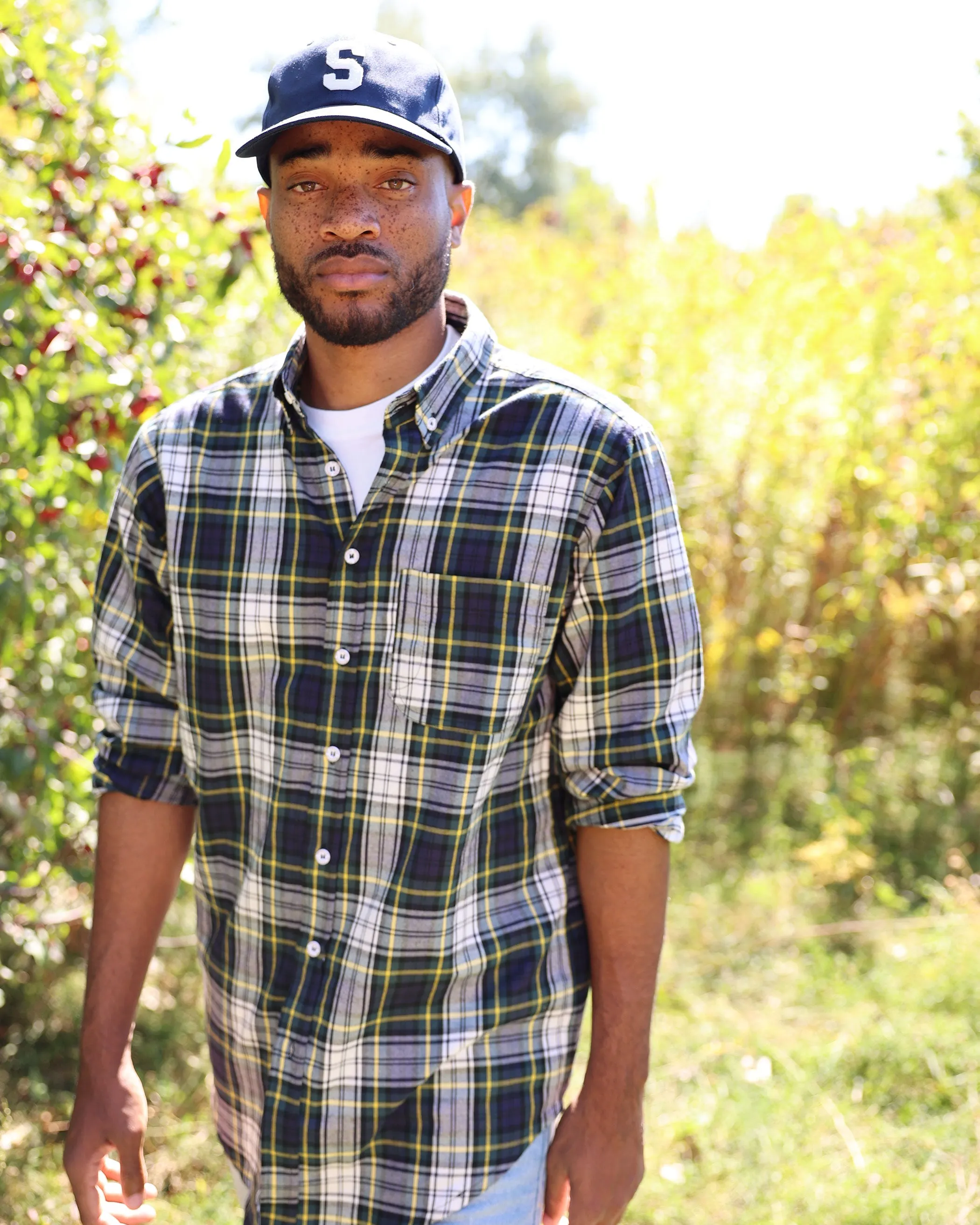 Plaid Flannel Shirt Navy - Unisex