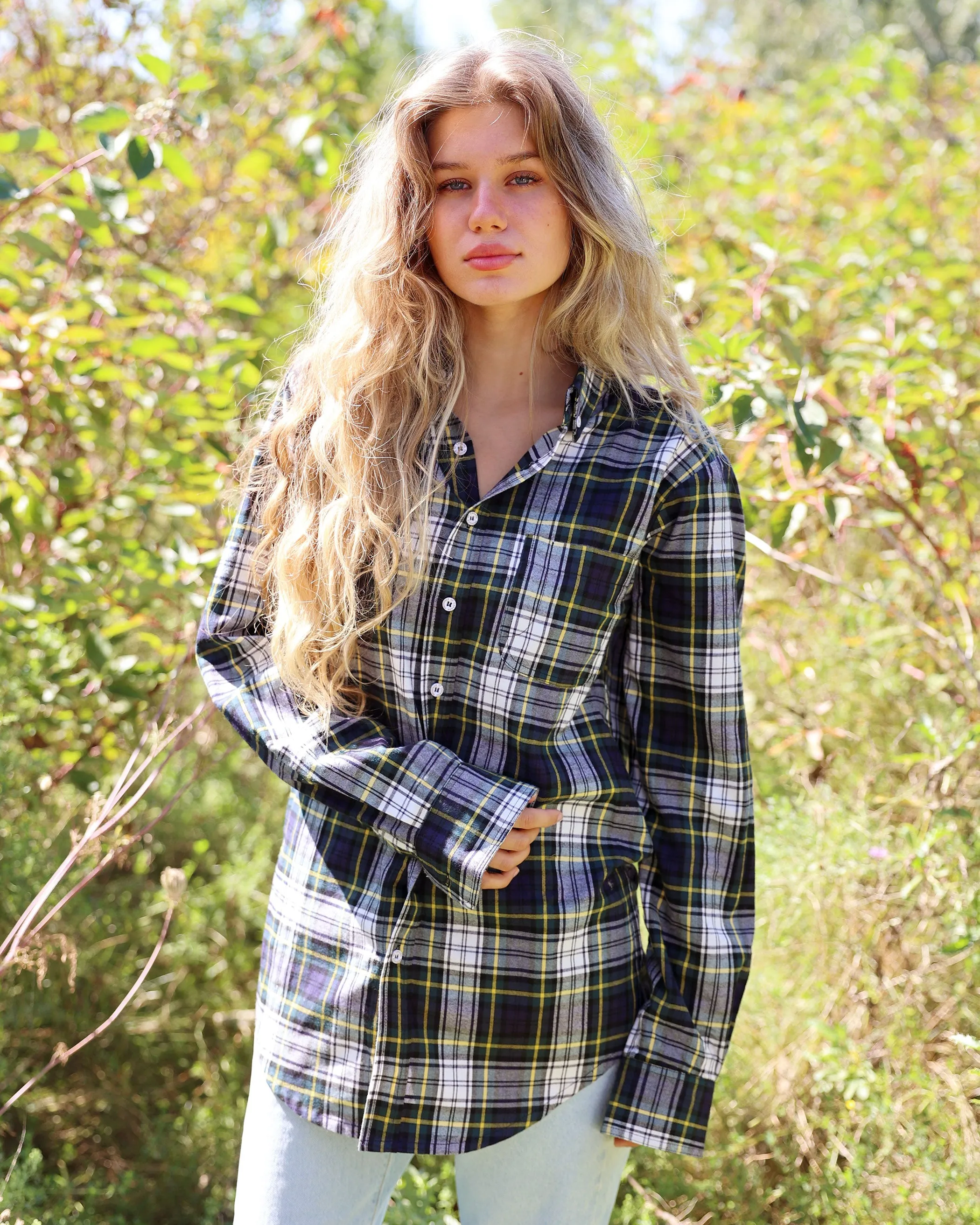 Plaid Flannel Shirt Navy - Unisex