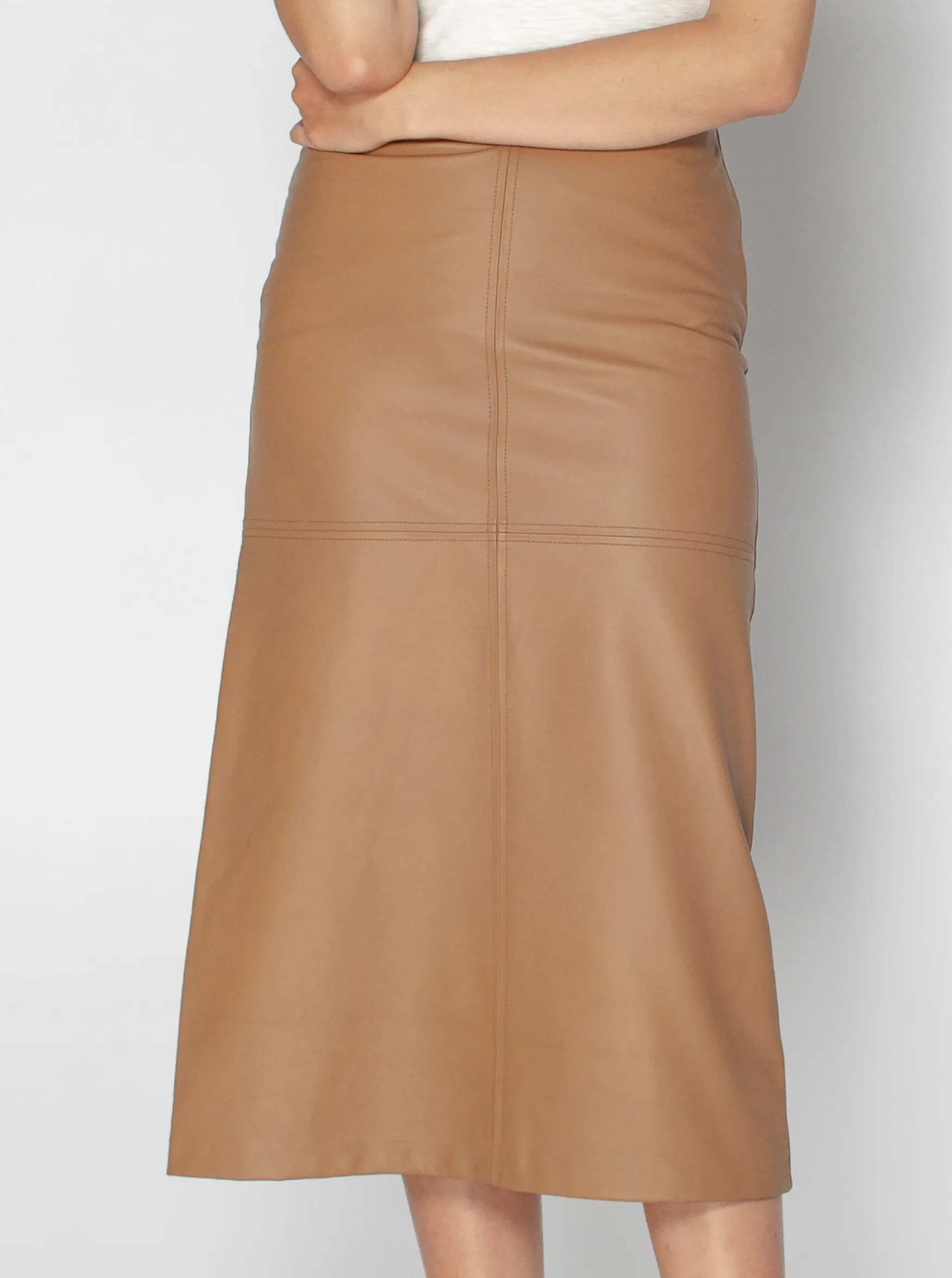 SIENNA LEATHER MAXI SKIRT - MOCHA