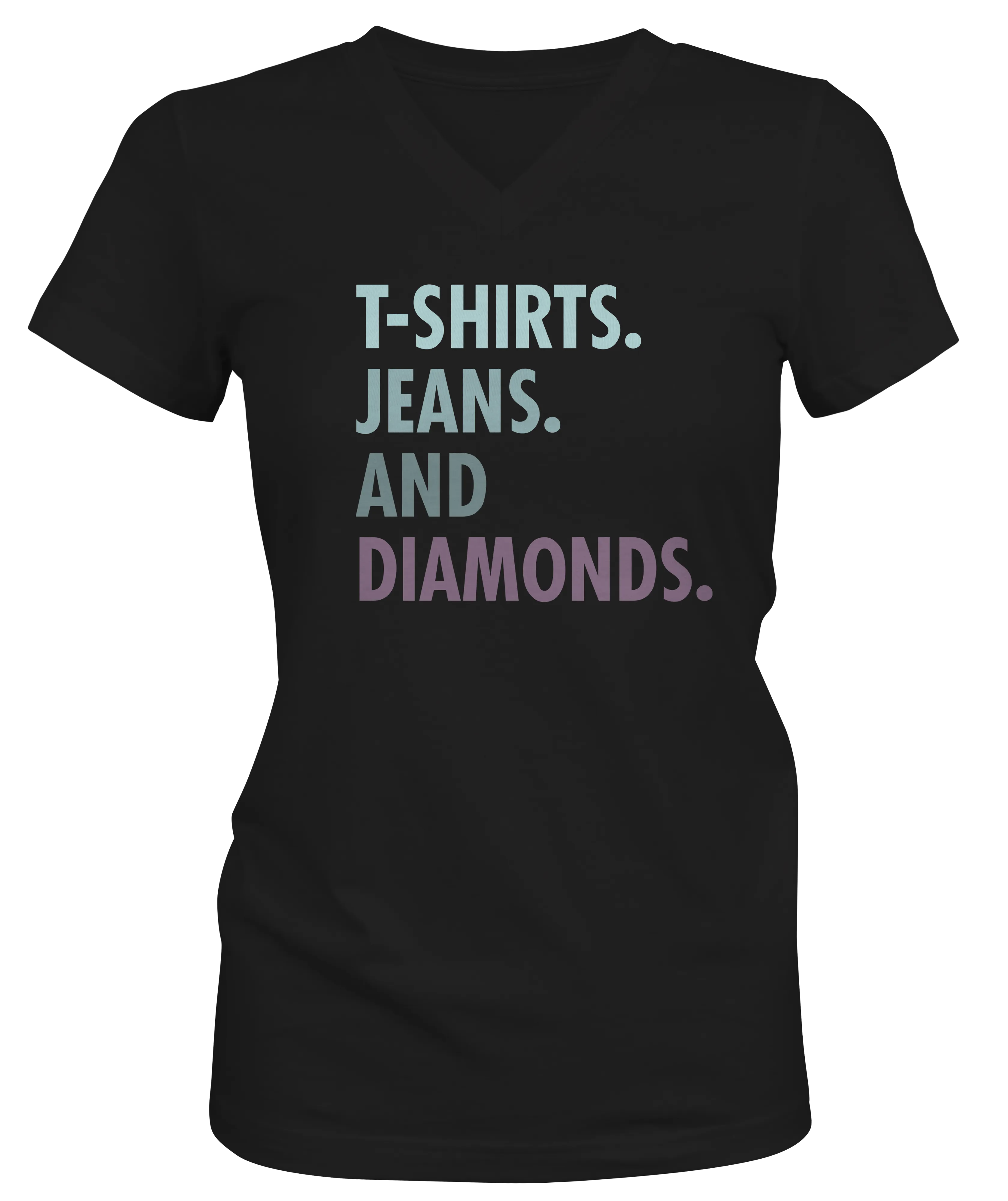 T-shirt Jeans and Diamonds Ladies V-neck T-Shirt