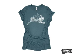 Womens Flying RABBIT T-Shirt printed  (  Colors Available) custom hare wings bunny tee top ladies relaxed boyfriend fit crew spring easter