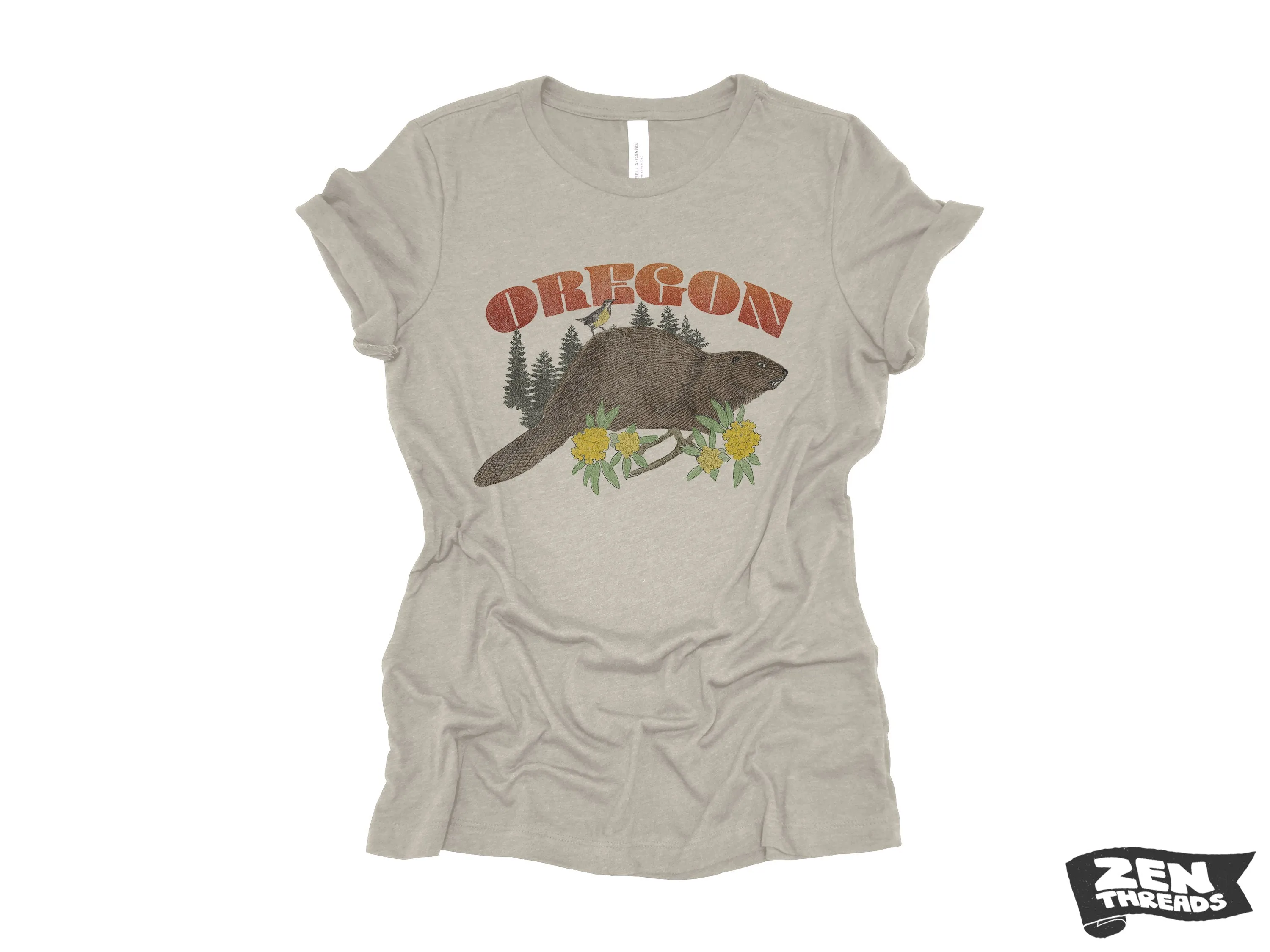 Women's Oregon State Beaver Relaxed Jersey T-Shirt - Eco Printed (Choose Your Color)